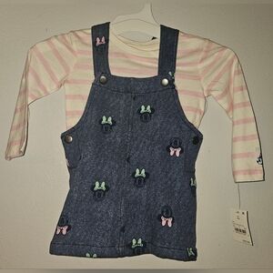 NWT Disney Junior Minnie Denim Jumper Dress
